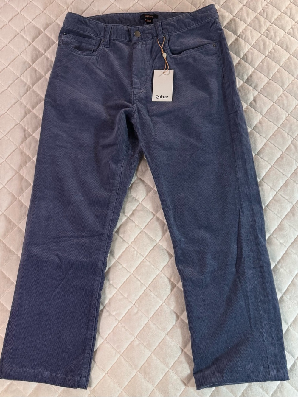 NWT Quince Men's Organic Stretch Corduroy 5-Pocket Pants Slim 32X30 Storm Blue